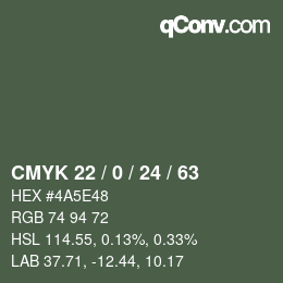 Color code: CMYK 22 / 0 / 24 / 63 | qconv.com