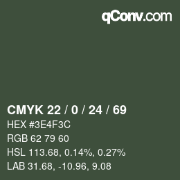 Color code: CMYK 22 / 0 / 24 / 69 | qconv.com