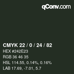 Color code: CMYK 22 / 0 / 24 / 82 | qconv.com