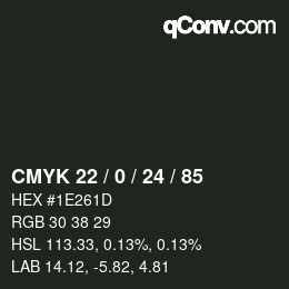 Color code: CMYK 22 / 0 / 24 / 85 | qconv.com