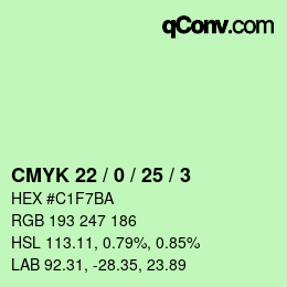 Color code: CMYK 22 / 0 / 25 / 3 | qconv.com