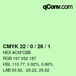 Color code: CMYK 22 / 0 / 26 / 1 | qconv.com