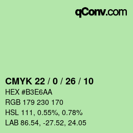 Color code: CMYK 22 / 0 / 26 / 10 | qconv.com