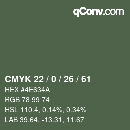 Color code: CMYK 22 / 0 / 26 / 61 | qconv.com