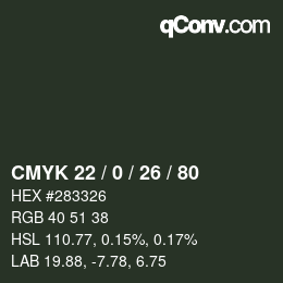 Color code: CMYK 22 / 0 / 26 / 80 | qconv.com