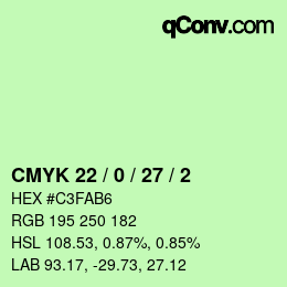 カラーコード: CMYK 22 / 0 / 27 / 2 | qconv.com