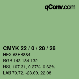 カラーコード: CMYK 22 / 0 / 28 / 28 | qconv.com