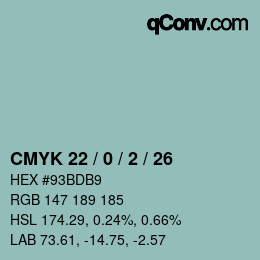 Color code: CMYK 22 / 0 / 2 / 26 | qconv.com