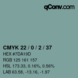 Color code: CMYK 22 / 0 / 2 / 37 | qconv.com