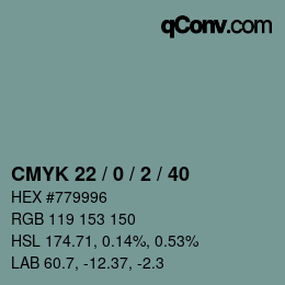Farbcode: CMYK 22 / 0 / 2 / 40 | qconv.com