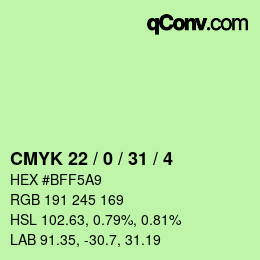 Color code: CMYK 22 / 0 / 31 / 4 | qconv.com