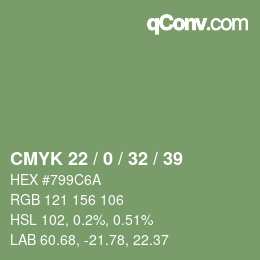 Código de color: CMYK 22 / 0 / 32 / 39 | qconv.com