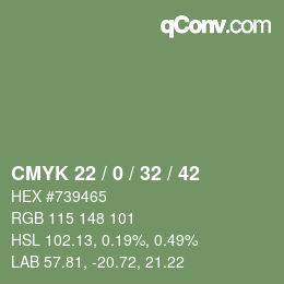 Farbcode: CMYK 22 / 0 / 32 / 42 | qconv.com