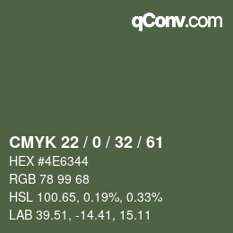 Color code: CMYK 22 / 0 / 32 / 61 | qconv.com