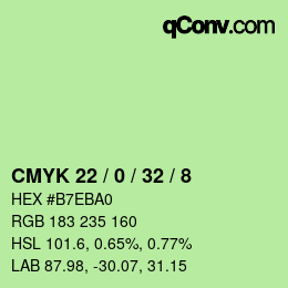 カラーコード: CMYK 22 / 0 / 32 / 8 | qconv.com
