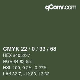 颜色代码: CMYK 22 / 0 / 33 / 68 | qconv.com
