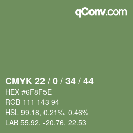 Color code: CMYK 22 / 0 / 34 / 44 | qconv.com