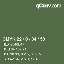 Farbcode: CMYK 22 / 0 / 34 / 58 | qconv.com