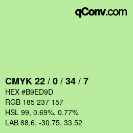 Color code: CMYK 22 / 0 / 34 / 7 | qconv.com