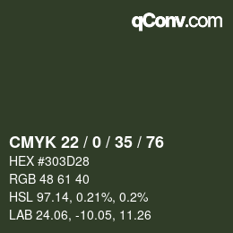 颜色代码: CMYK 22 / 0 / 35 / 76 | qconv.com
