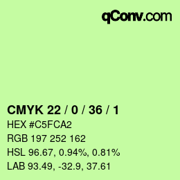 Color code: CMYK 22 / 0 / 36 / 1 | qconv.com