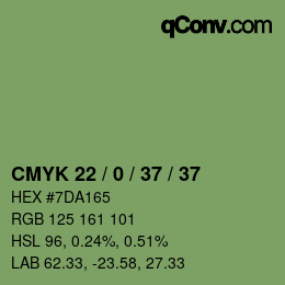 カラーコード: CMYK 22 / 0 / 37 / 37 | qconv.com