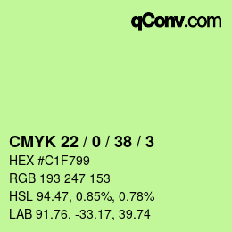 颜色代码: CMYK 22 / 0 / 38 / 3 | qconv.com