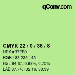 Color code: CMYK 22 / 0 / 38 / 8 | qconv.com