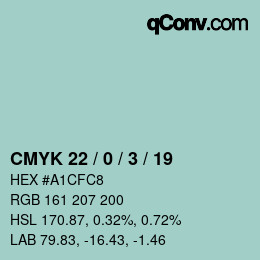 Código de color: CMYK 22 / 0 / 3 / 19 | qconv.com