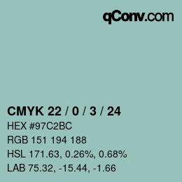 Color code: CMYK 22 / 0 / 3 / 24 | qconv.com
