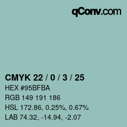 Color code: CMYK 22 / 0 / 3 / 25 | qconv.com