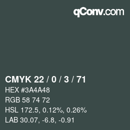 Código de color: CMYK 22 / 0 / 3 / 71 | qconv.com