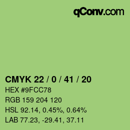 Color code: CMYK 22 / 0 / 41 / 20 | qconv.com