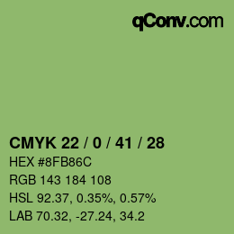 颜色代码: CMYK 22 / 0 / 41 / 28 | qconv.com