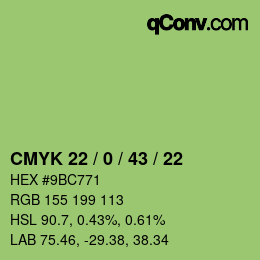 颜色代码: CMYK 22 / 0 / 43 / 22 | qconv.com