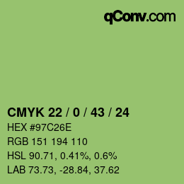颜色代码: CMYK 22 / 0 / 43 / 24 | qconv.com