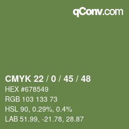 Farbcode: CMYK 22 / 0 / 45 / 48 | qconv.com