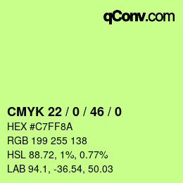 カラーコード: CMYK 22 / 0 / 46 / 0 | qconv.com