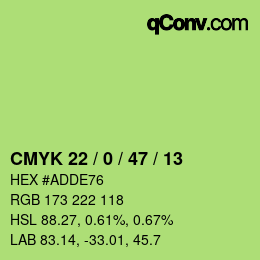 Farbcode: CMYK 22 / 0 / 47 / 13 | qconv.com