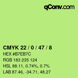 Color code: CMYK 22 / 0 / 47 / 8 | qconv.com