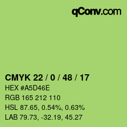 Farbcode: CMYK 22 / 0 / 48 / 17 | qconv.com