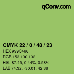 カラーコード: CMYK 22 / 0 / 48 / 23 | qconv.com