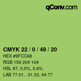 Farbcode: CMYK 22 / 0 / 49 / 20 | qconv.com