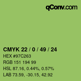 Color code: CMYK 22 / 0 / 49 / 24 | qconv.com