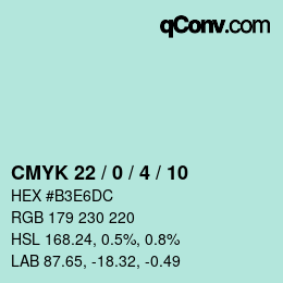 颜色代码: CMYK 22 / 0 / 4 / 10 | qconv.com