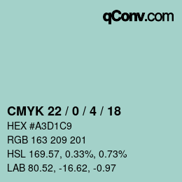 Code couleur: CMYK 22 / 0 / 4 / 18 | qconv.com