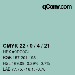 Farbcode: CMYK 22 / 0 / 4 / 21 | qconv.com