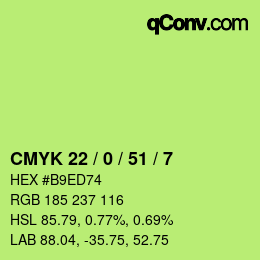颜色代码: CMYK 22 / 0 / 51 / 7 | qconv.com