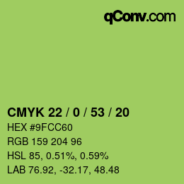 カラーコード: CMYK 22 / 0 / 53 / 20 | qconv.com