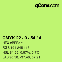 颜色代码: CMYK 22 / 0 / 54 / 4 | qconv.com